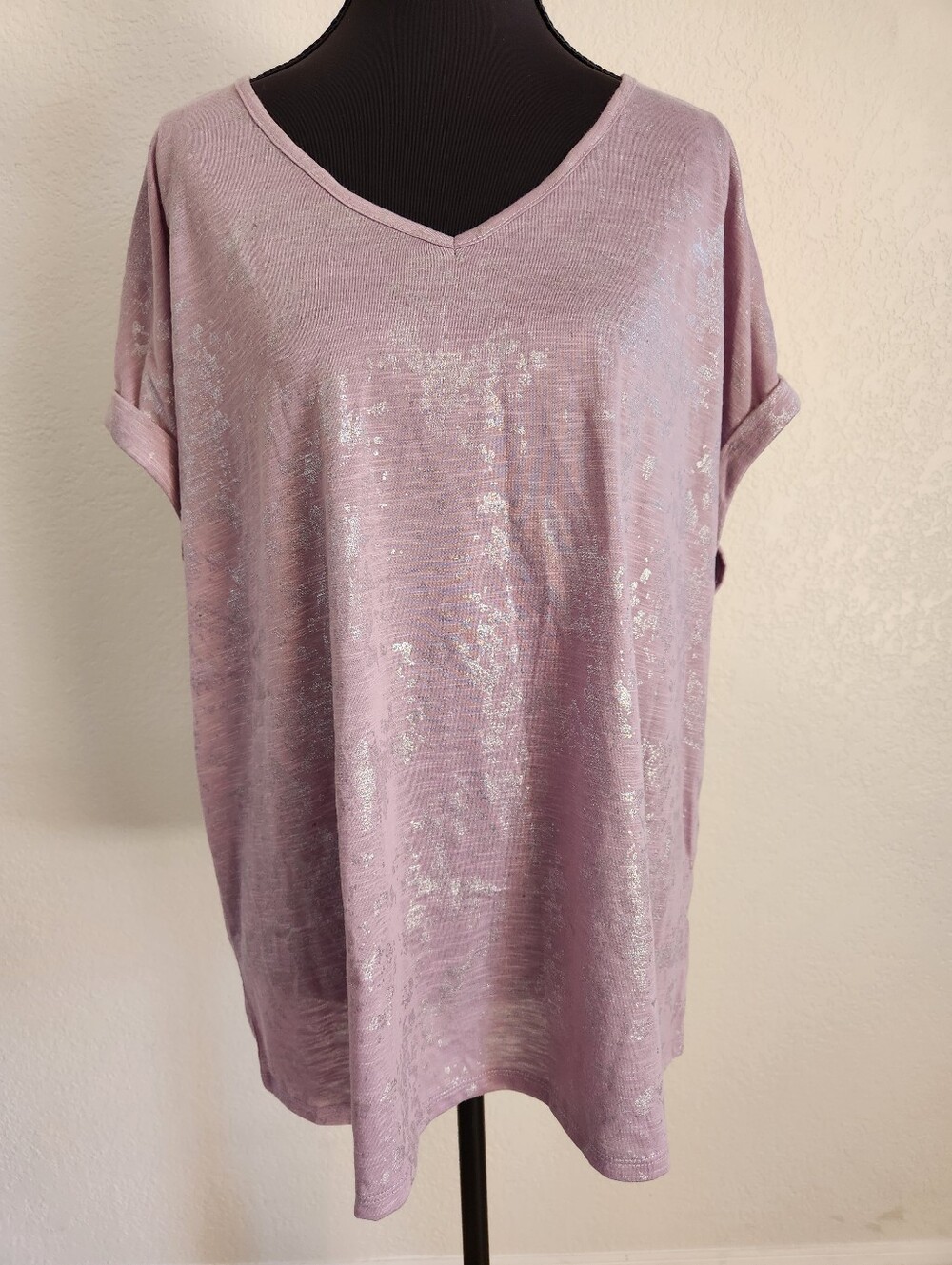 Emily Daniels Lavendar With Metalic Silver Accents Blouse Size 1x